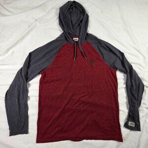 Vans Two Tone Mens XL Gray Red Lightweight Hooded Long Sleeve Shirt Winter Warm